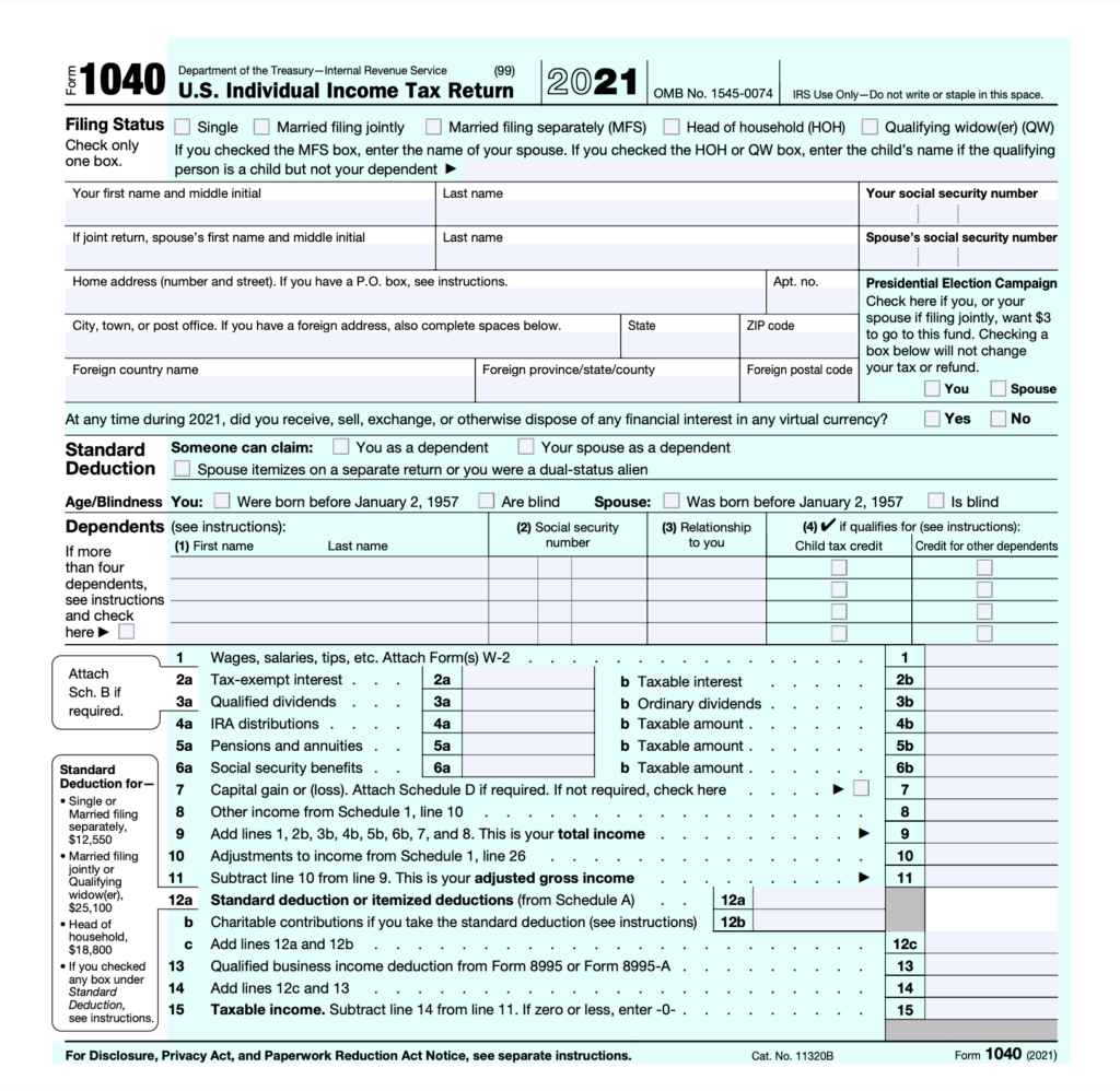 2022 Form 1040 Line 30 Recovery Rebate Credit Recovery Rebate