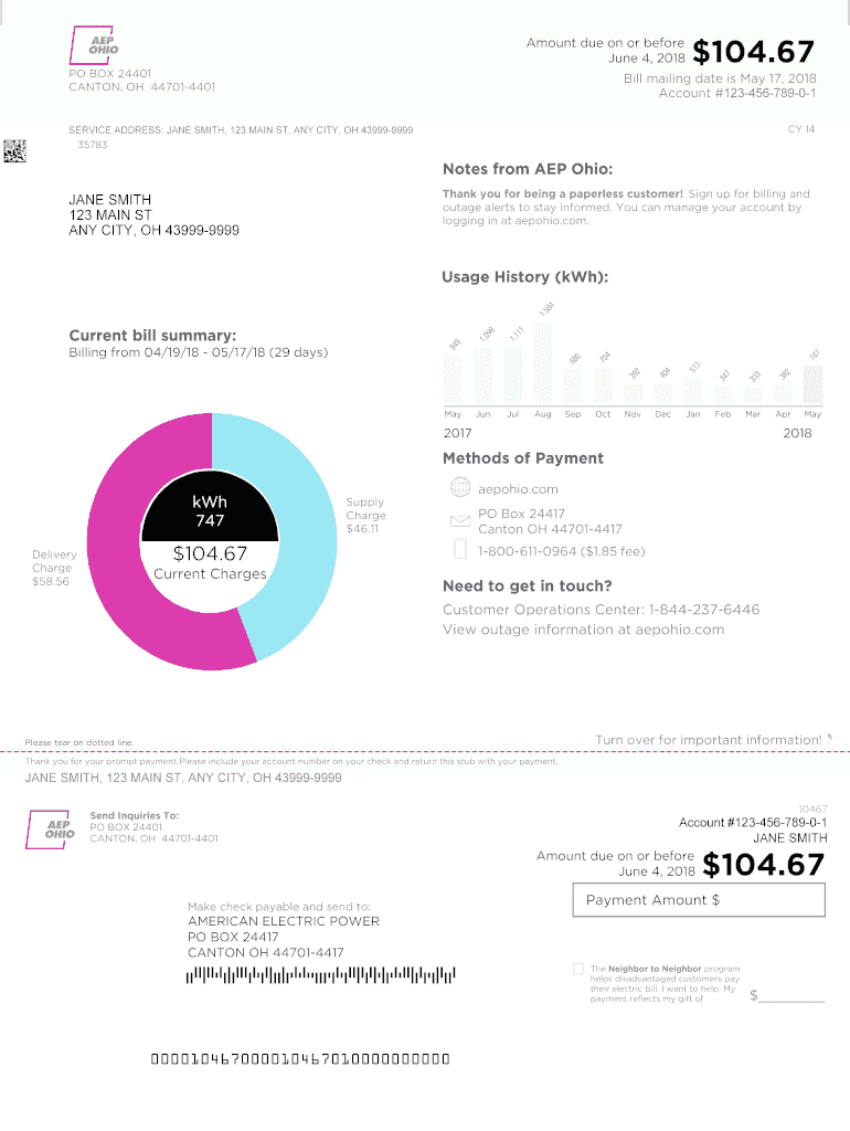Aep Ohio Bill Sample Fill Out Sign Online DocHub