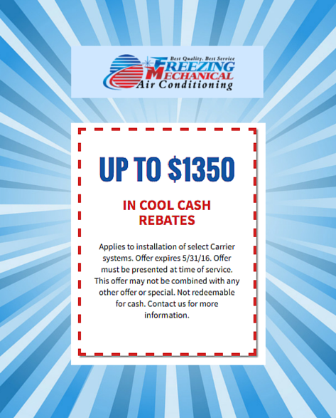 Carrier Cool Cash Rebates Cash Rebates Air Conditioning Services 