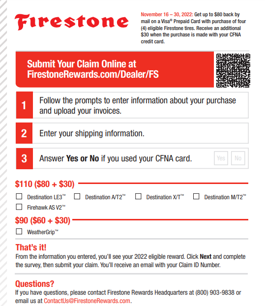 Firestone Rebates 2024 Printable Rebate Form Recovery Rebate