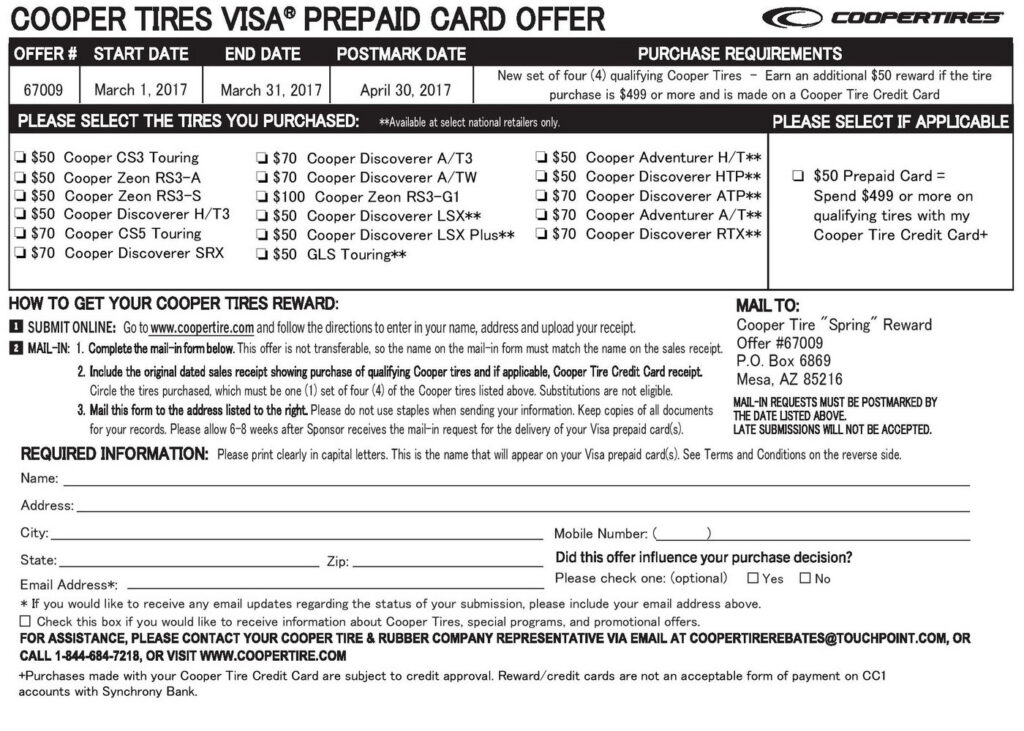 Goodyear Rebate Form June 2018 Universal Network