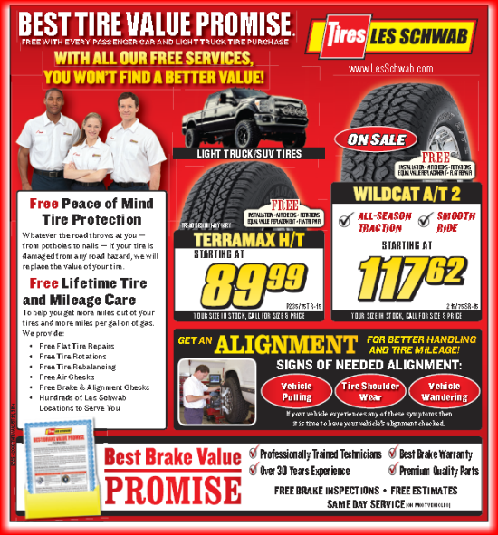 Les Schwab Tire Coupons And Rebates July 2018