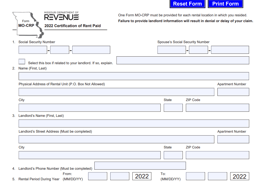 Missouri Rent Rebate 2023 Rent Rebates