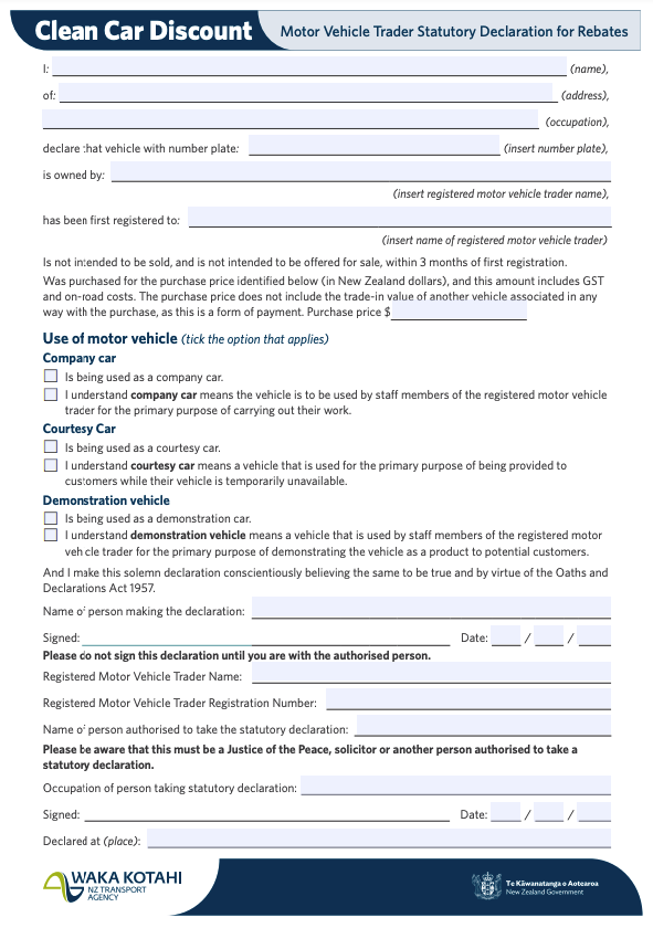 NZ Clean Car Rebate 2024 Printable Rebate Form