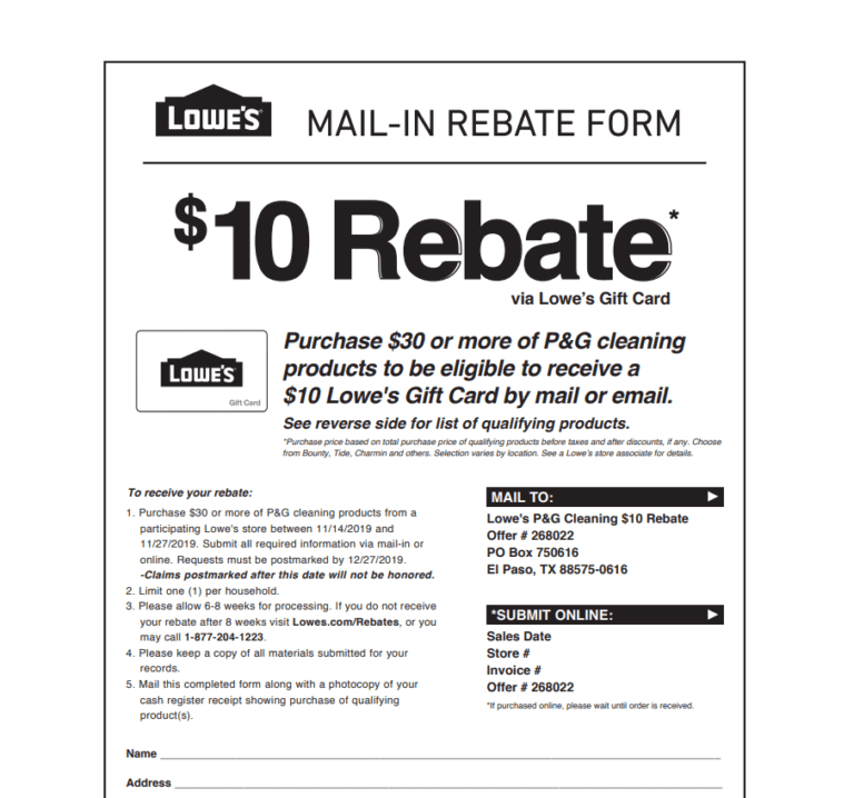 P g Printable Rebate Form 2021 Printable Rebate Form