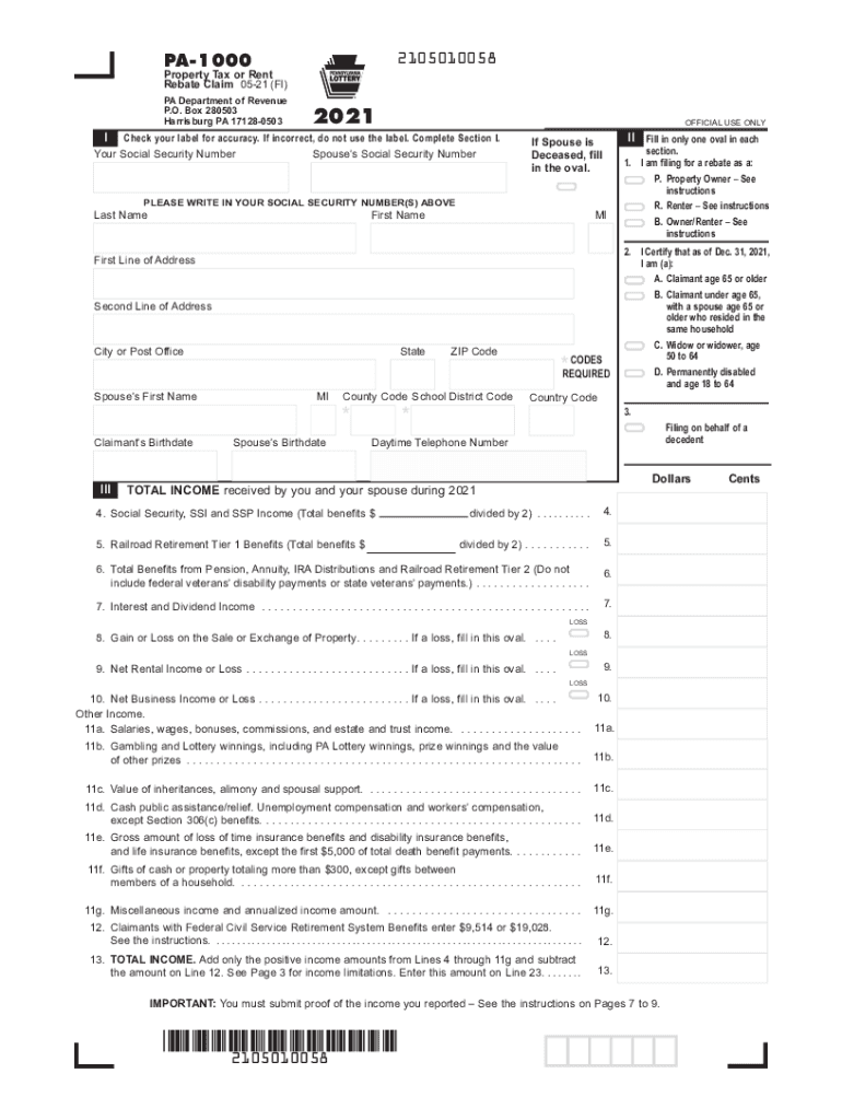 Pa Rent Rebate Form Fill Out Sign Online DocHub