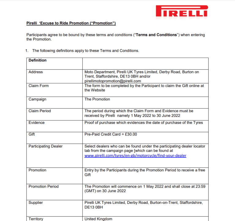 Pirelli Motorcycle Tire Rebate 2024 Printable Rebate Form