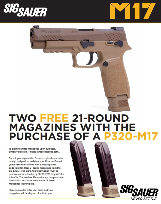 Sig P320 M17 Gun Rebates