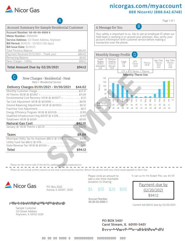 Understanding Your Bill Nicor Gas